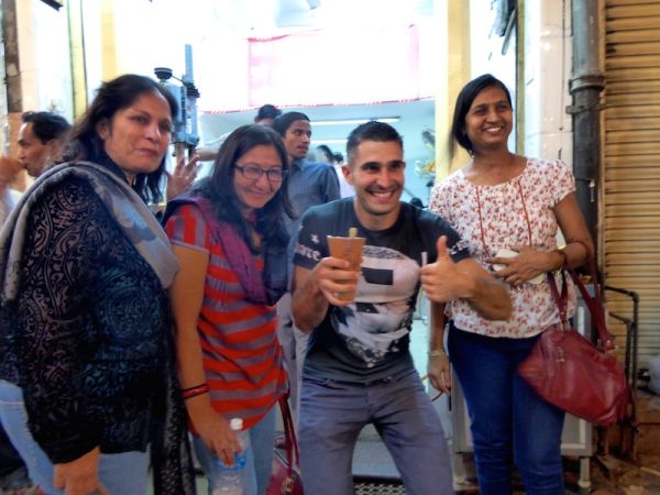 Stefan enjoying a salted lassi in Jaipur