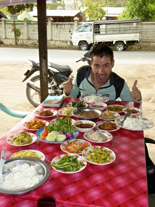 Sebastien getting ready to binge on this Burmese meal