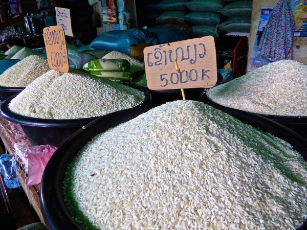 Glutinous rice in the market in Luang Prabang