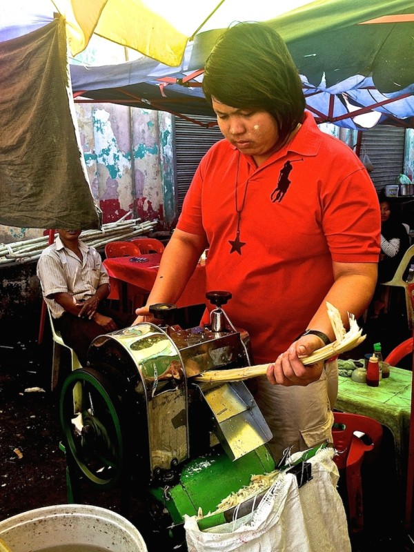 Sugar cane juice stand in Yangon