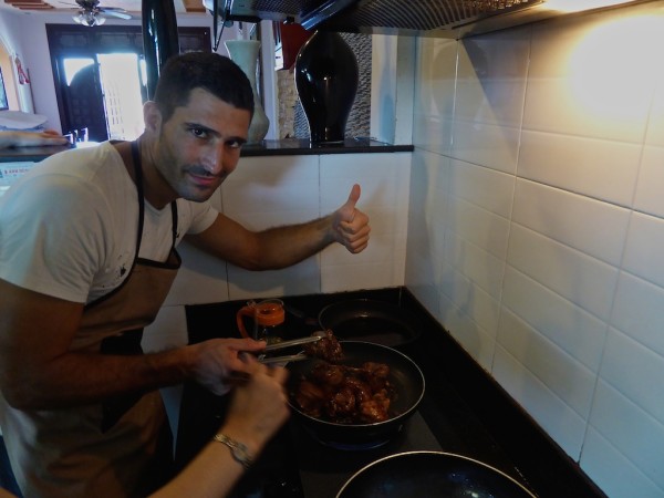 Stefan cooking the pork for the Cao Lau