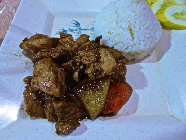 Freshly made Filipino chicken adobo