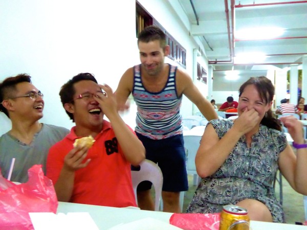 Trying durian puffs in Kuching, Sarawak Malaysia