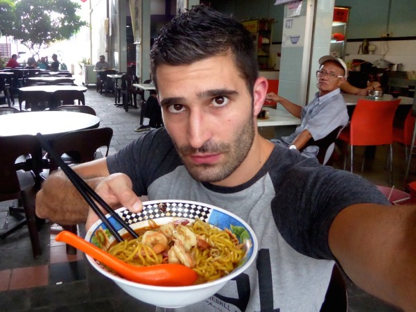 Stefan with Sarawak Laksa in Kuching