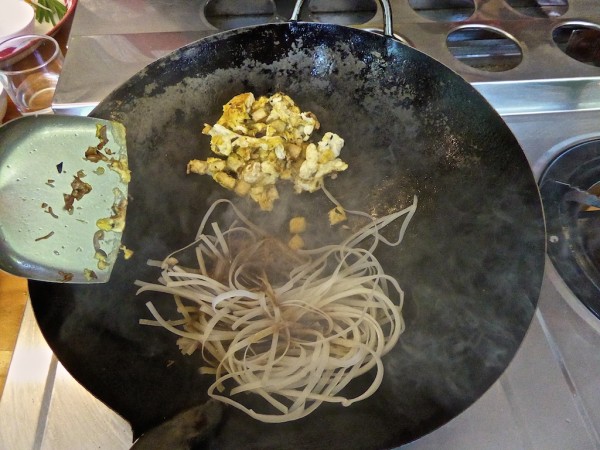 Vegetarian pad Thai cooking noodles