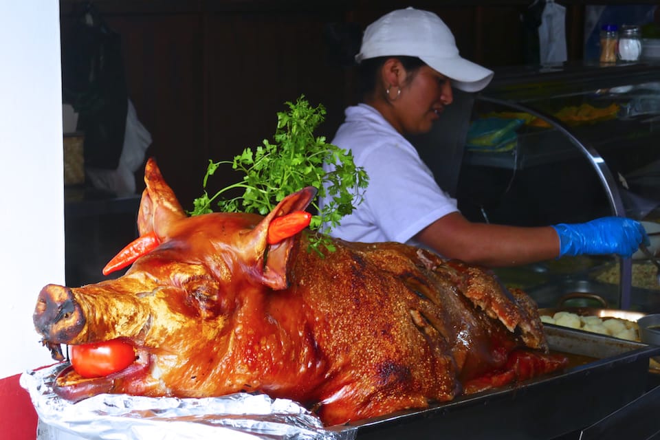 Hornado famous foods in Ecuador