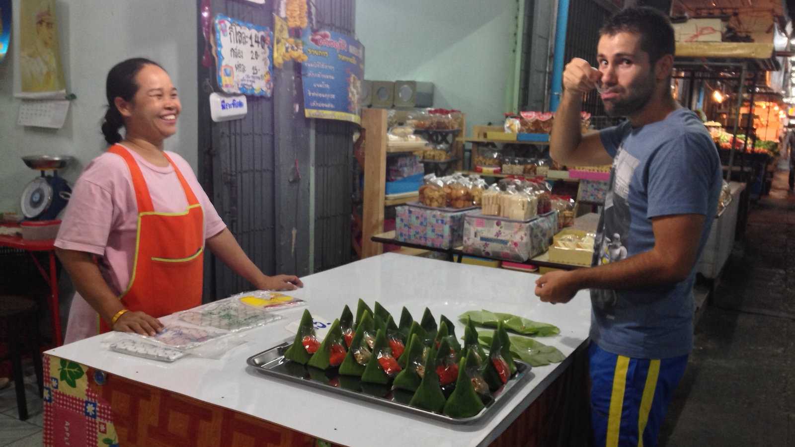 Kao tom mud is a yummy Thai dessert wrapped in banana leaves