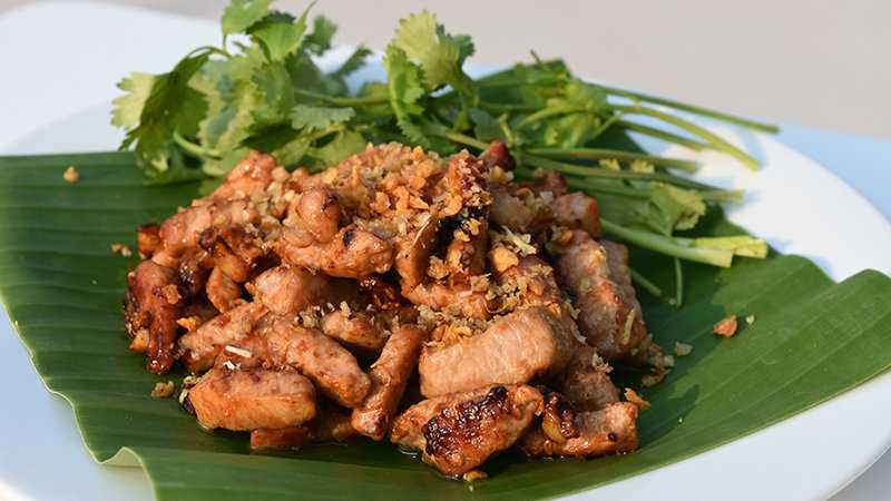 Moo tod kratiem is Thailand's deep fried pork that is simple but so scrumptious