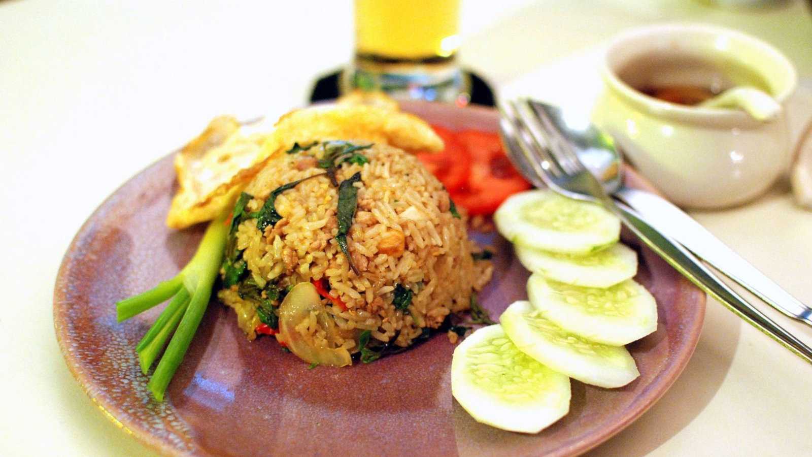 The Thai version of fried rice uses a spicy fish sauce as the base rather than soy sauce like Chinese fried rice